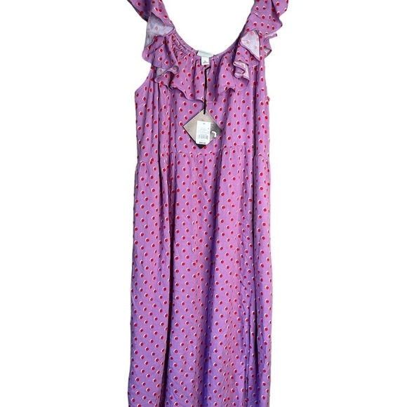 NWT Ava & Viv Women Purple Polka Dot Ruffle Short Sleeve Side Slit Dress Size 3X - Picture 3 of 11